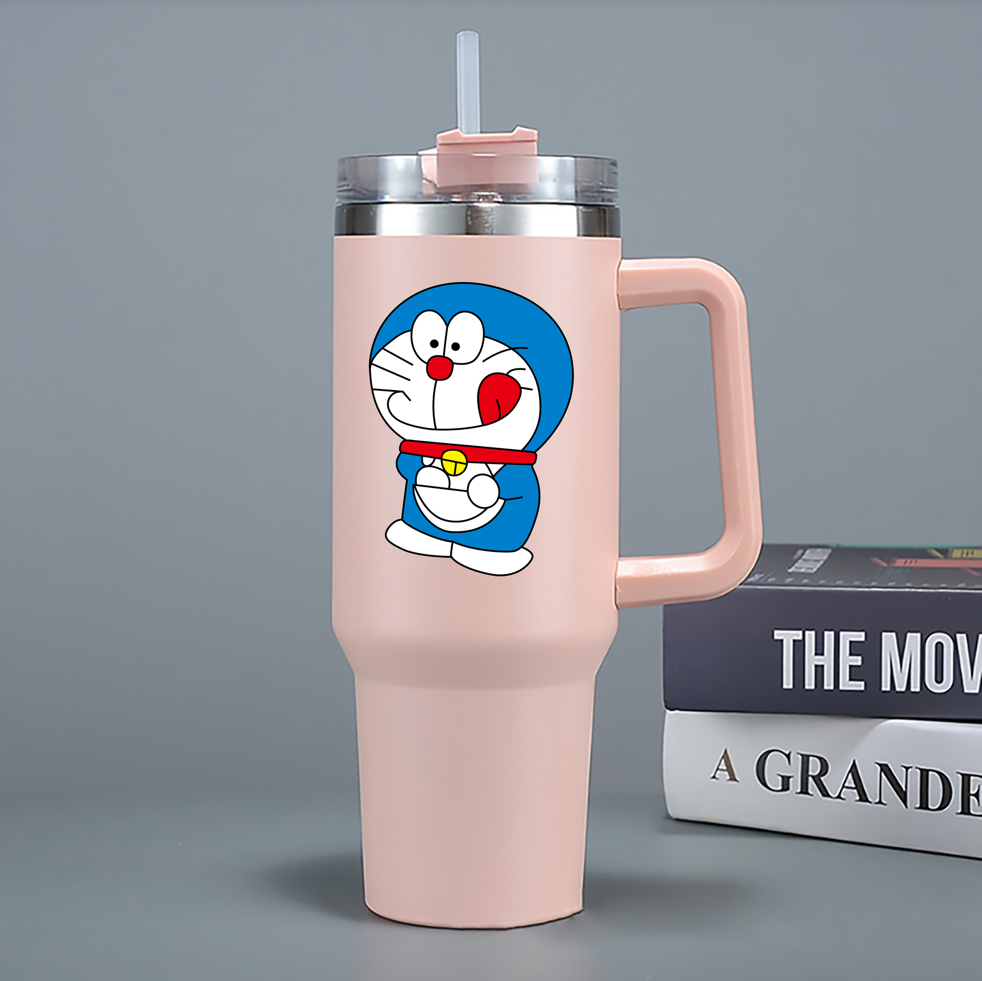 （画像用） ドラえもん Doraemon 1200mL車用タンブラー - クリスタルステッカー（プラスチックストロー付き）